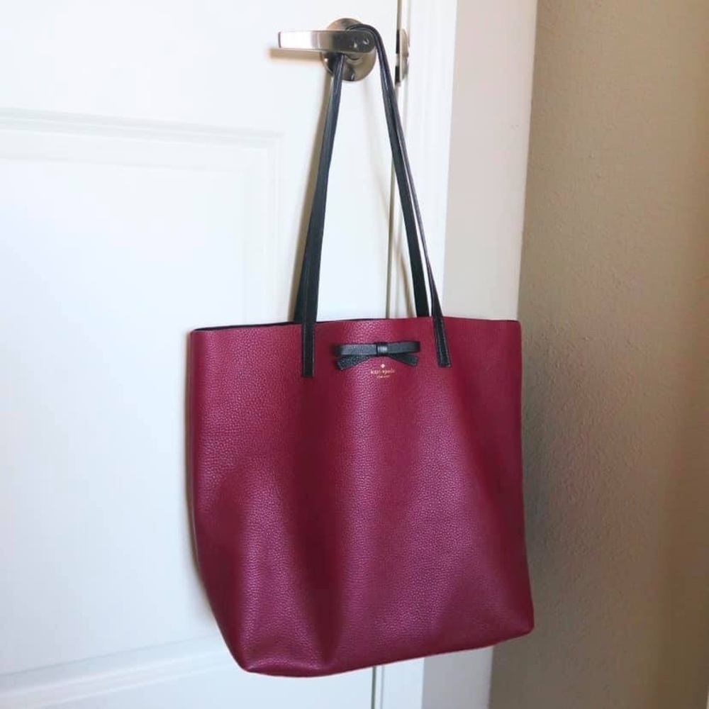 On Purpose Leather Tote in Burgundy